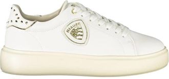 Blauer Leren Sneaker - Dames - Sneakers - Wit - 38 EU - Leer - Schoenen
