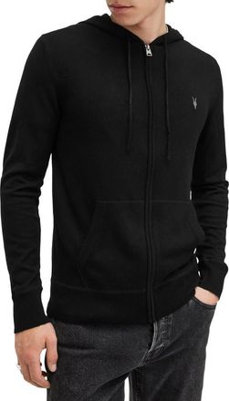 AllSaints Mode Merino Wool Hoodie in Black at Nordstrom, Size Medium