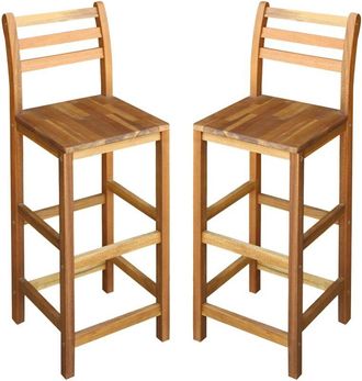vidaXL Taburetes de cocina 2 unidades madera maciza de acacia Vidaxl