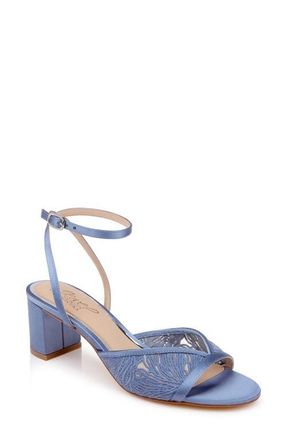 Badgley Mischka Zaira Ankle Strap Sandal in Azure Blue Satin at Nordstrom, Size 9.5