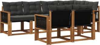 vidaXL Conjunto De Sof&aacute;s De Exterior 7 Uds. Natural Y Negro Vidaxl