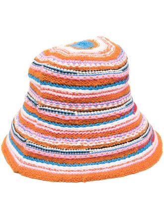 Dsquared2 striped knited hat - women - Wool/Polyamide/Cotton - One Size - Orange