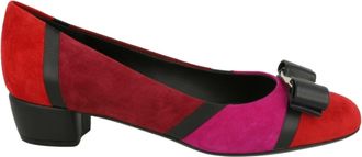 Ferragamo Vara Suede Patchowrk Pumps - Narrow Width