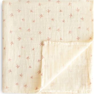 Mushie Muslin Swaddle Blanket in Bows at Nordstrom