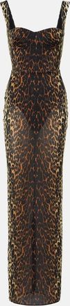 Alex Perry Leopard-print mesh gown