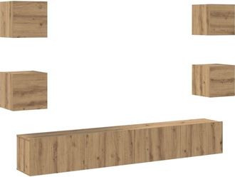 vidaXL Vidaxl - tv Cabinet with Storage with Door 6 pcs Brown 200 x 30 x 30 cm Chipboard