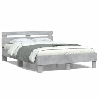 Berkfield Home Bed Frame with LED without Mattress Concrete Grey 120x200 cm | Size: Small Double