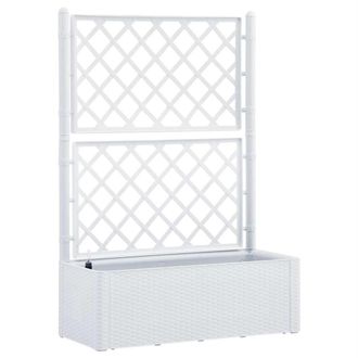 vidaXL Arriate Con Enrejado Y Sistema De Riego Autom&aacute;tico Blanco Vidaxl