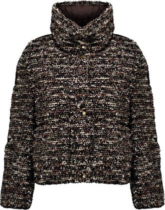 Moncler Poetique Giacca Corta in Paillettes 2 in 1 - - Jackets - Donna - Marrone - M