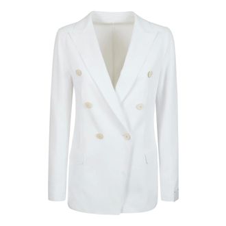 Eleventy Blazers, female, White, 3XS, Giaccia Doppiopetto Taglio Vivo