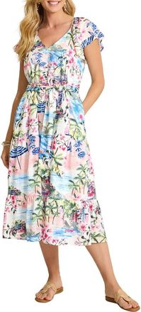 Tommy Bahama Paradise Shores Cotton Blend Midi Dress in White at Nordstrom, Size X-Large