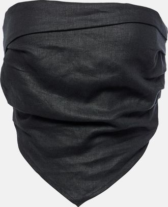 Faithfull The Brand Antibes strapless linen crop top