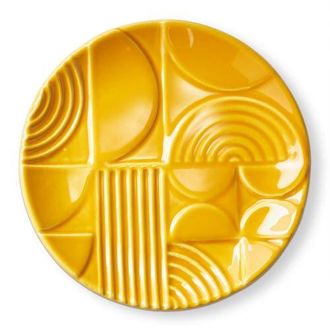 Tag Ochre Earthenware Round Trinket Dish Decorative Box 5x5x0.5 in in Yellow at Nordstrom