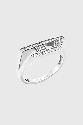 Diesel Stainless steel glitz signet ring - Rings - Unisex - Silver