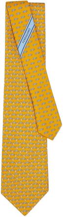 Ferragamo Zijden stropdas met race-print - Geel