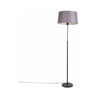 QAZQA Lampada da terra con paralume parte fl - Classico - Tessuto,Acciaio - Nero/Grigio - Tondo/Oblungo/Cilindro Max. 1 x Watt - Qazqa