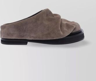 The Attico round toe suede flat sandals