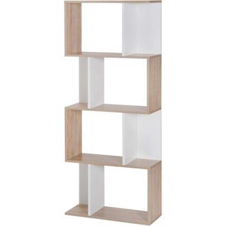 HOMCOM Homcom - Libreria Design Moderno a 4 Ripiani 60x24x148cm Bianco e Legno Naturale