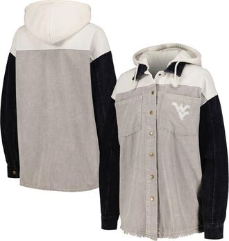 Gameday Couture Womens Gameday Couture Gray West Virginia Mountaineers Vintage Wash Corduroy Full-Snap Hooded Shacket at Nordstrom, Size Small
