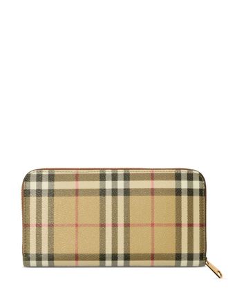 Burberry checkered zip-up wallet - women - Polyester/Viscose/Polyurethane/Cotton/Polyamide/Calf Leather - One Size - Neutrals