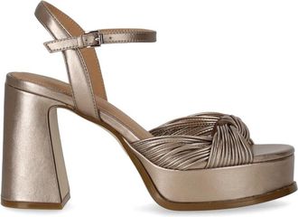 Ash Champagne Hak Platform Sandaal - Dames - Sandalen met hakken - Beige - 40 EU - Leer - Schoenen