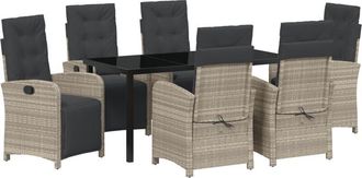 vidaXL Garden Dining Set 7 pcs Light Grey Poly Rattan Vidaxl