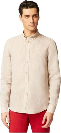 Harmont & Blaine Casual overhemd - Heren - Casual Overhemden - Beige - 3XL - Linnen - Overhemden