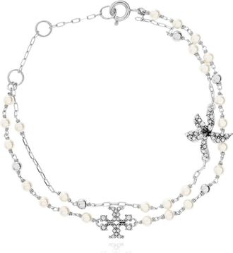 Tory Burch Glass Pearl Bracelet - Dames - Armbanden - Grijs - ONE Size - Accessoires