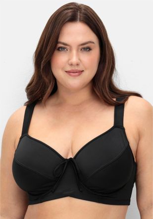 Sheego Bustier-Bikini-Top SHEEGO, Damen, Gr. 42, Cup F, schwarz, Elasthan, Polyamid, Bikini-Oberteile Bustier-Bikini-Top