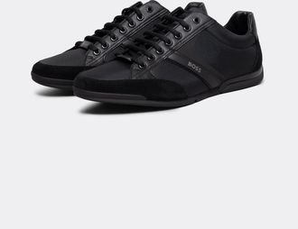 Boss Orange by Hugo Boss BOSS Orange Saturn Heren Lage Profiel Gemengde Materialen Sneakers Met Suède en Faux Leer