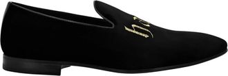 Philipp Plein Schoenen, Heren, Zwart, 40 EU, Leer, Velvet Loafers Embroidered