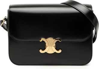 Celine 2023 Classique Shiny Calfskin Triomphe crossbody bag - Zwart