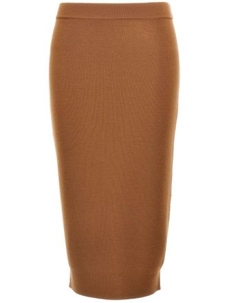 Saint Laurent Mila pencil midi skirt - women - Wool - L - Brown