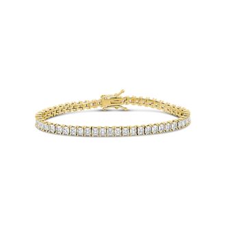 SHYMI Large Square Prong- Set Tennis Bracelet - 18k Gold-Filled, Rhodium-Plated, Cubic Zirconia, Size 7, Day to Night