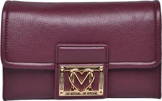 Love Moschino Textured Burgundy Crossbody Bag With Gold Logo Plaque