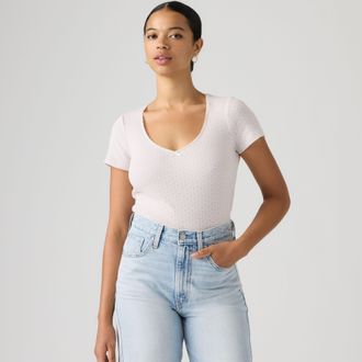 Levi's Sweetie Short Sleeve Top - Womens - XS - Blue