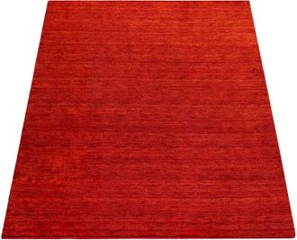 Paco Home Wollteppich »Atlas 100« rechteckig 14 mm Höhe Gabbeh, Kurzflor, handgewebt, reine Wolle, Uni Farben