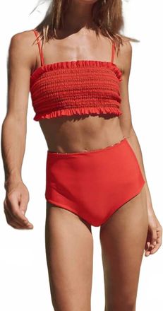 The Great. Reversible High Rise Brief In Rust Tile Print & Red