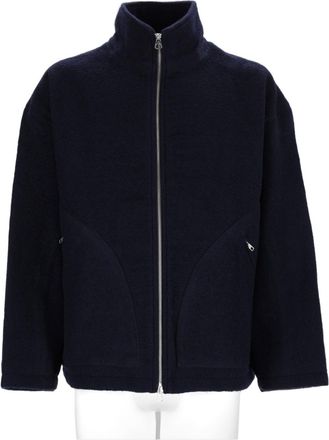Ymc You Must Create Blue High Collar Zip-Through Virgin Wool Jacket