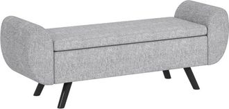 HOMCOM Storage Ottoman with Armrest, Upholstered Linen Storage Bench