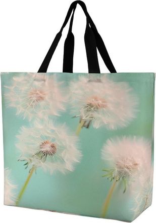 Generic Dandelions Flowers Reusable Shopping Bags Large Capacity Grocery Bag Heavy Duty Tote for Women 40x40x16cm
