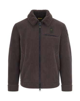 Blauer Brown Corduroy Faux Fur Collar Jacket