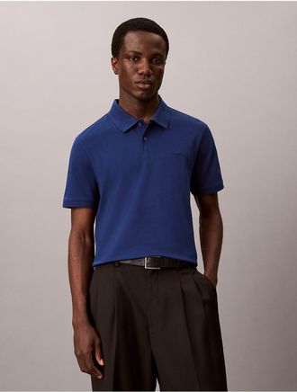 Calvin Klein Mens Liquid Touch Polo Shirt - Blue - 2XL