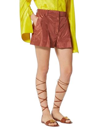 Valentino Pressed-Crease Tailored Shorts - Brown