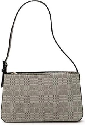 Burberry Pre-owned Shoulder Bags, female, Gray, Size: ONE SIZE Pre-owned Canvas Shoulder Bag