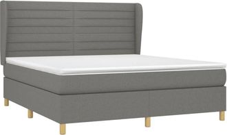 vidaXL Vidaxl - Cama Box Spring Con Colch&oacute;n Tela Gris Oscuro 160x200 Cm