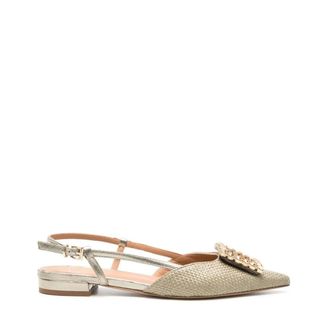 Roberto Festa Milano Ballerinas, female, Green, Size: 6 1/2 US Rafia Slingback with Crystal Accessory