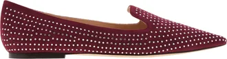 Jimmy Choo London Calix Crystal Hotfix Suede Ballerina Flats, Brand Size 36 ( US Size 6 )