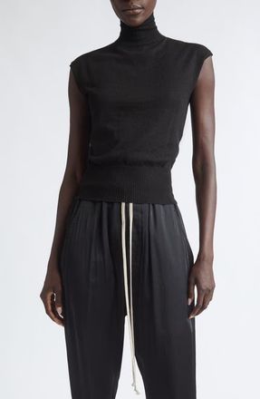 Rick Owens Cap Sleeve Wool Turtleneck Sweater in Black at Nordstrom, Size X-Small