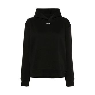 Calvin Klein Black/White Logo Print Hooded Sweatshirt - female - Calvin Klein - Hoodies - Black - XS - Sweatshirts & Hoodies